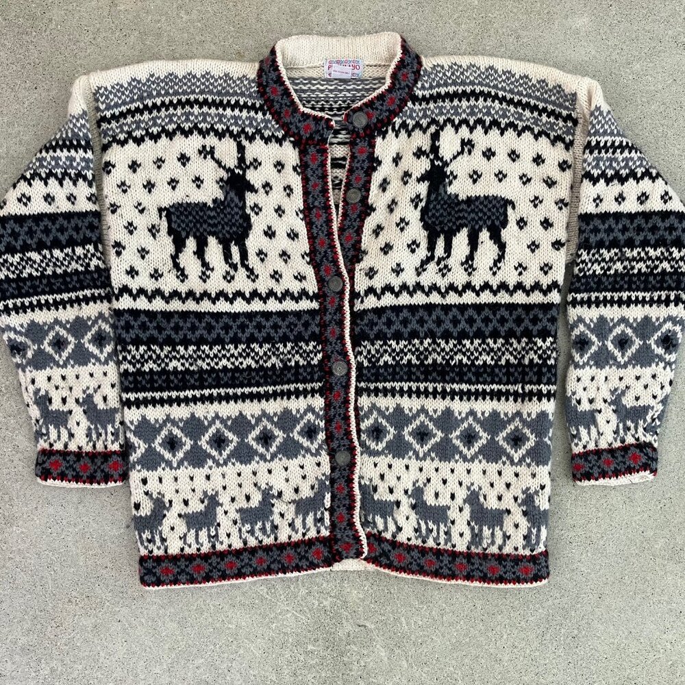 Putymayo New York Wool Cardigan Sweater - Fair Isle design - Wm sz Medium
